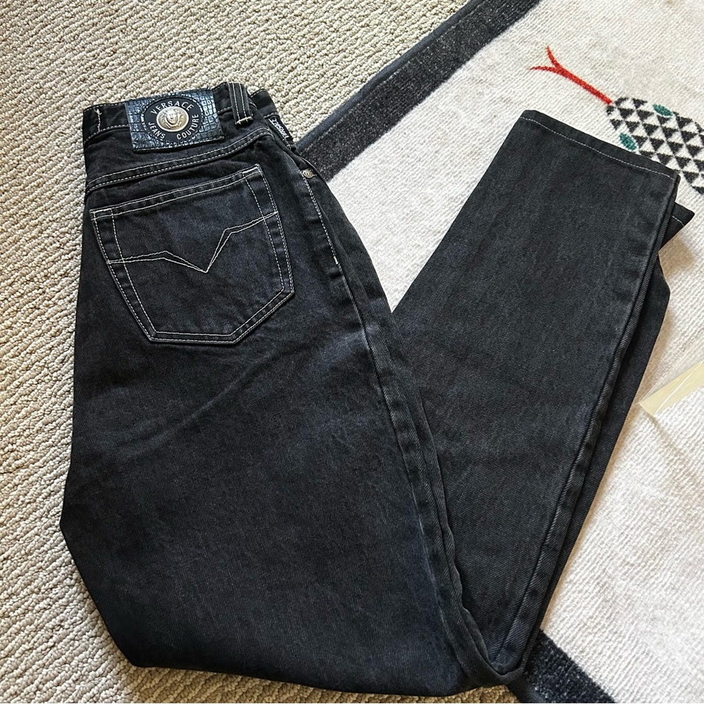 Versace Jeans Couture Black Denim with Gold Medallion